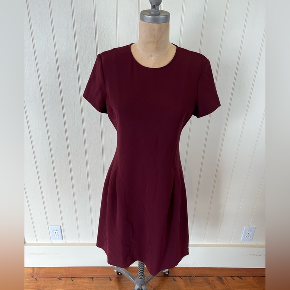 THEORY Corset Tee Dress - Admiral Crepe Red/Burgundy, 8 - Picture 2 of 7